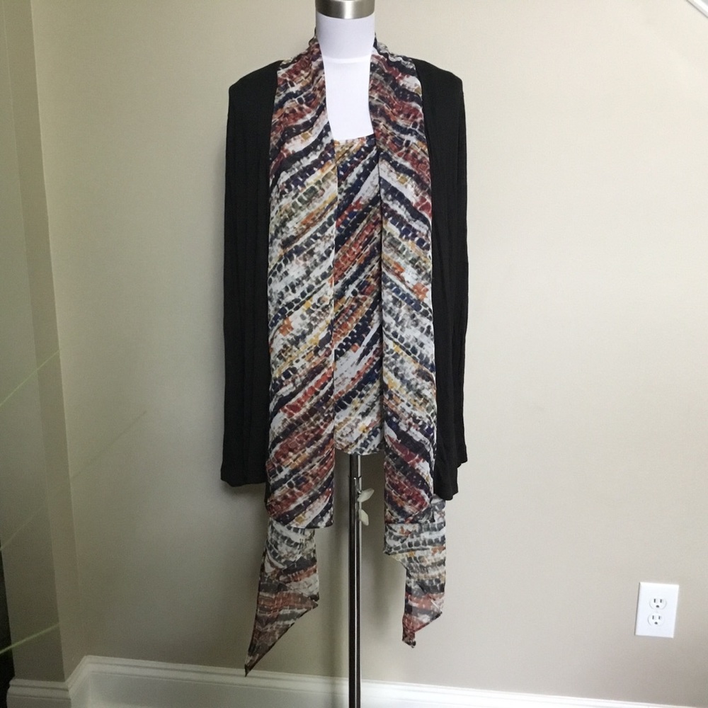 NWT MIRACLESUIT black print cardigan & cami set M
